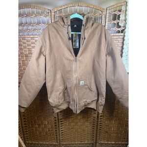 Vintage Y2K Womens Carhartt J130 BRN Brown Hooded Canvas Jacket Size XL Regular